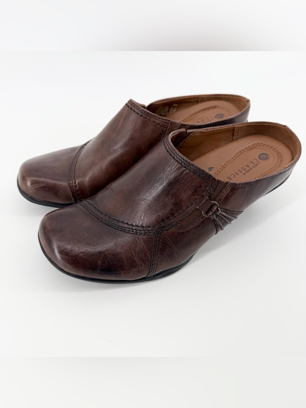 Earth Spirit 7.5 Emma Brown Leather Mules Business Casual Comfort Clogs